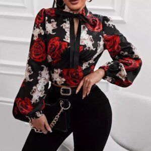 Haut à manches, décolleté en V 3077