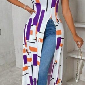 Robe décontractés géométriques 3090